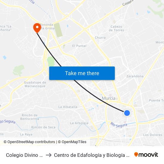 Colegio Divino Maestro (Frente) to Centro de Edafología y Biología Aplicada Del Segura (Cebas-Csic) map