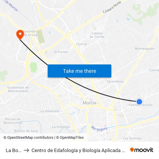 La Bodega to Centro de Edafología y Biología Aplicada Del Segura (Cebas-Csic) map