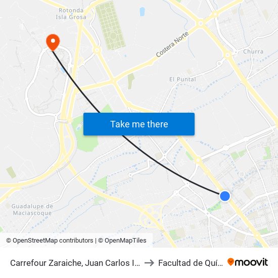 Carrefour Zaraiche, Juan Carlos I (Impar) to Facultad de Química map