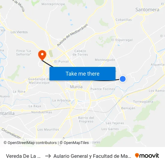 Vereda De La Cueva to Aulario General y Facultad de Matemáticas map
