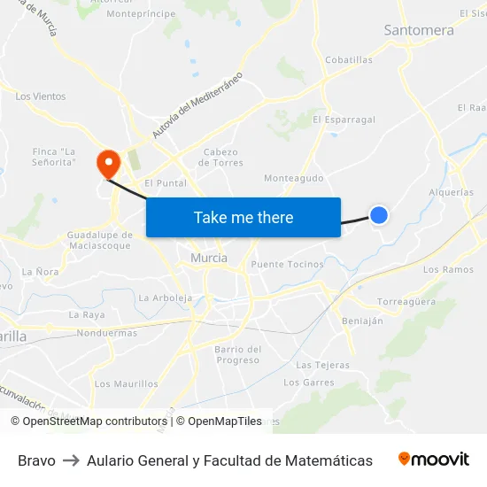 Bravo to Aulario General y Facultad de Matemáticas map