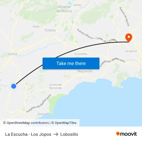 La Escucha - Los Jopos to Lobosillo map