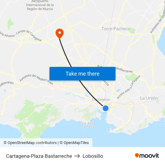 Cartagena-Plaza Bastarreche to Lobosillo map