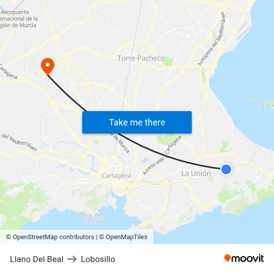 Llano Del Beal to Lobosillo map