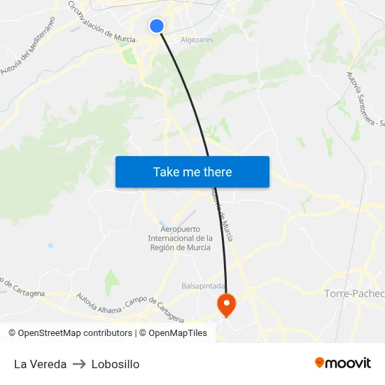 La Vereda to Lobosillo map