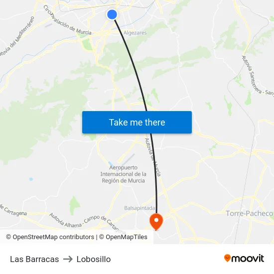 Las Barracas to Lobosillo map