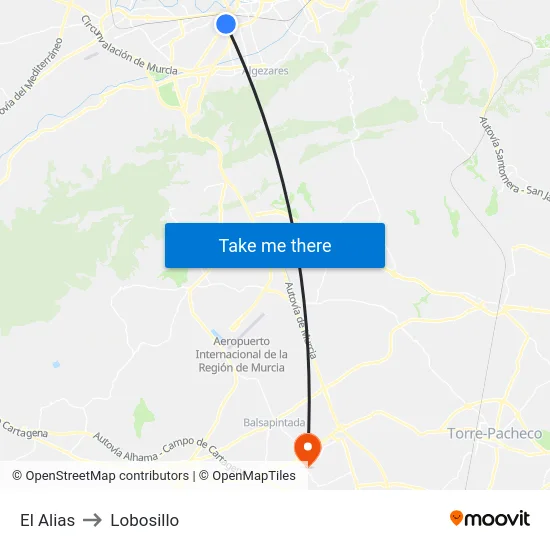 El Alias to Lobosillo map