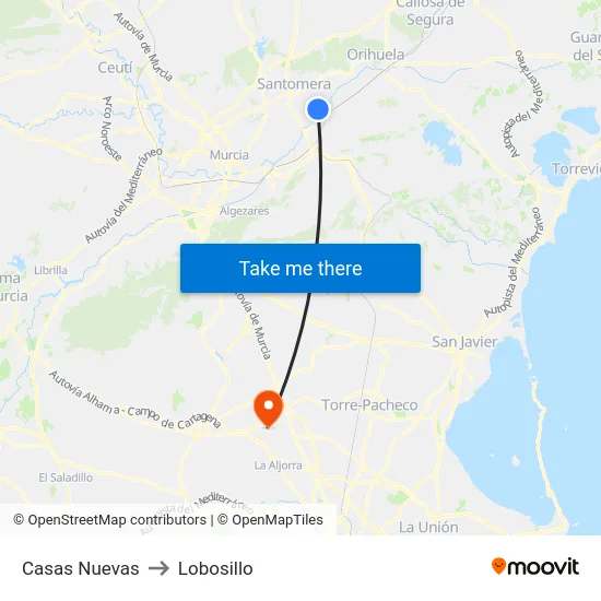 Casas Nuevas to Lobosillo map