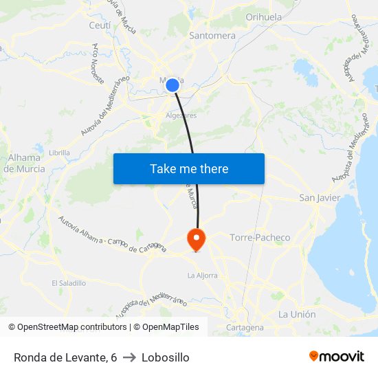 Ronda de Levante, 6 to Lobosillo map