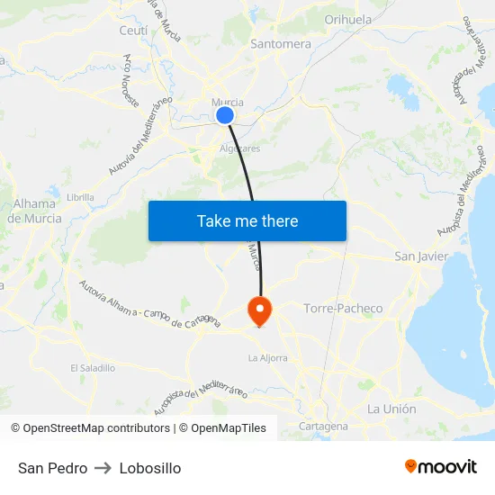 San Pedro to Lobosillo map