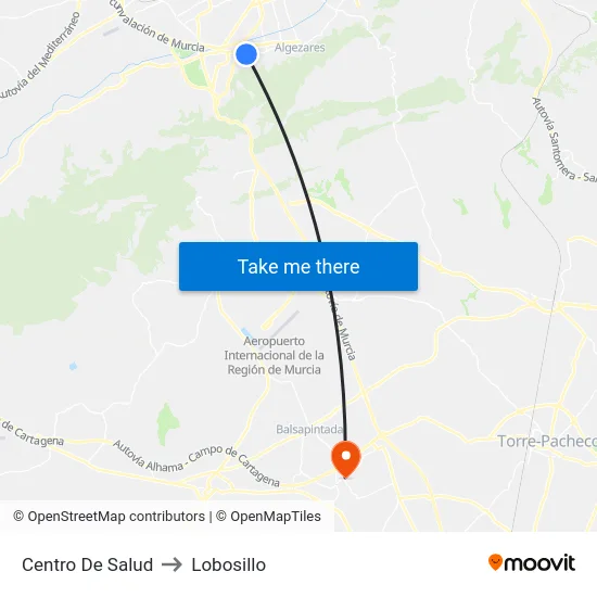 Centro De Salud to Lobosillo map