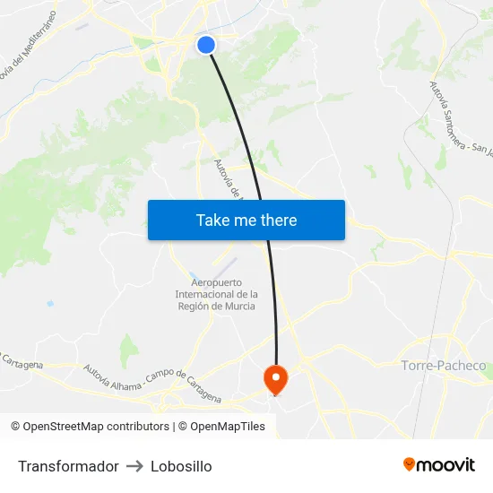 Transformador to Lobosillo map