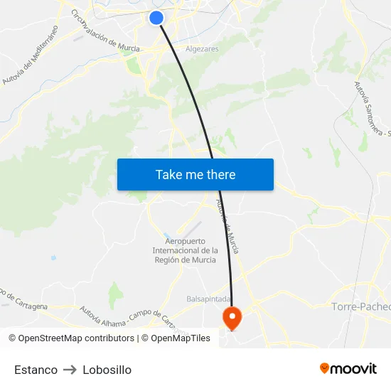 Estanco to Lobosillo map