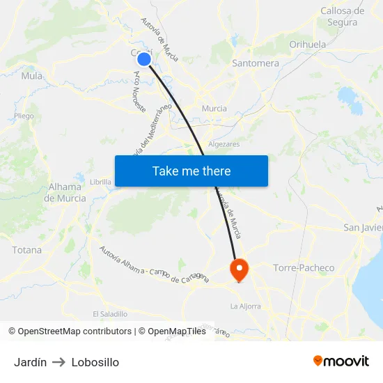 Jardín to Lobosillo map