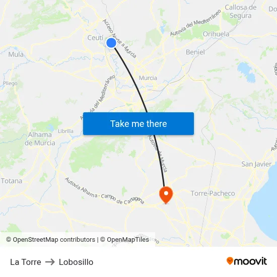 La Torre to Lobosillo map
