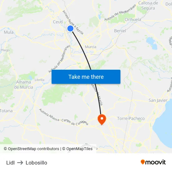 Lidl to Lobosillo map