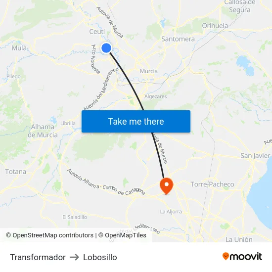 Transformador to Lobosillo map