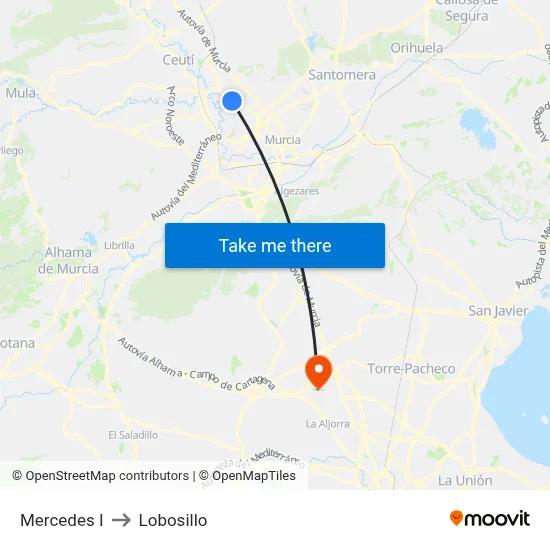 Mercedes I to Lobosillo map