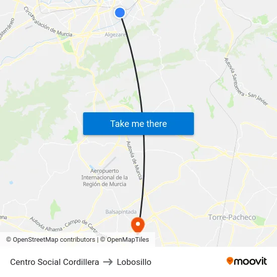 Centro Social Cordillera to Lobosillo map