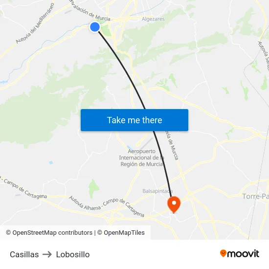 Casillas to Lobosillo map