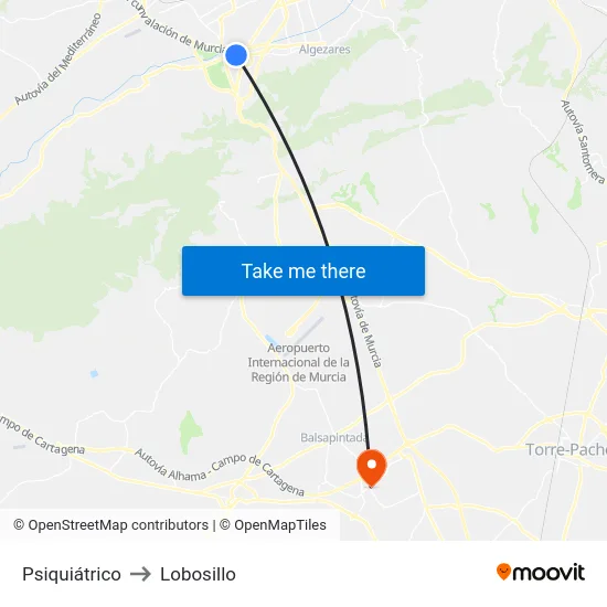 Psiquiátrico to Lobosillo map