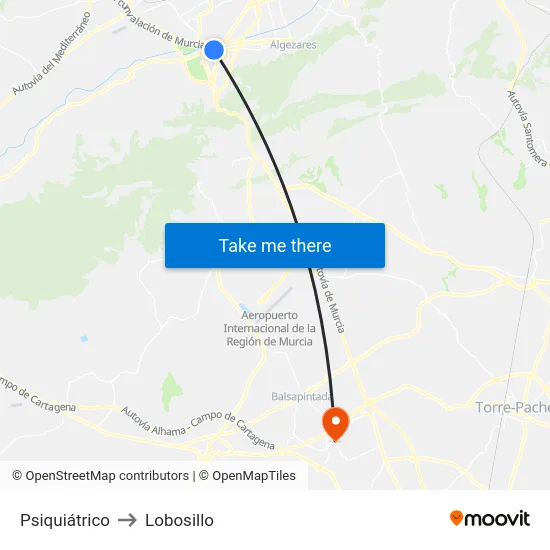 Psiquiátrico to Lobosillo map