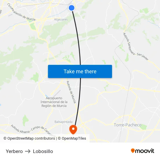 Yerbero to Lobosillo map