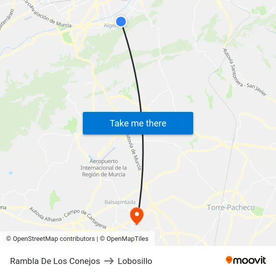 Rambla De Los Conejos to Lobosillo map