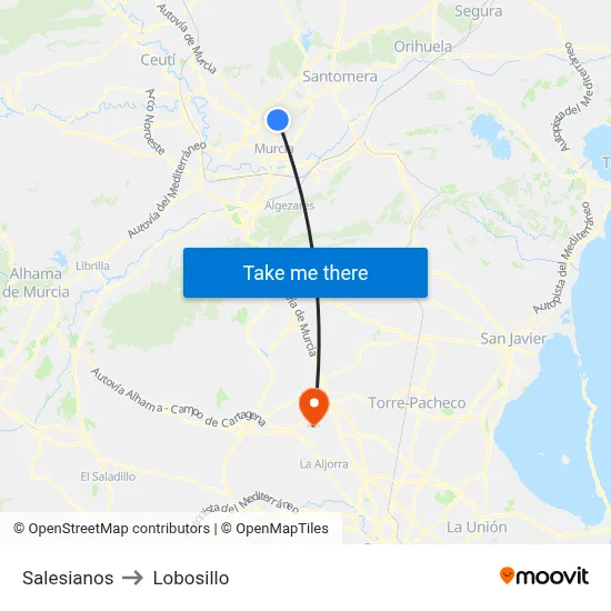 Salesianos to Lobosillo map