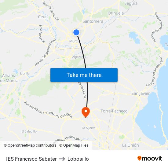 IES Francisco Sabater to Lobosillo map