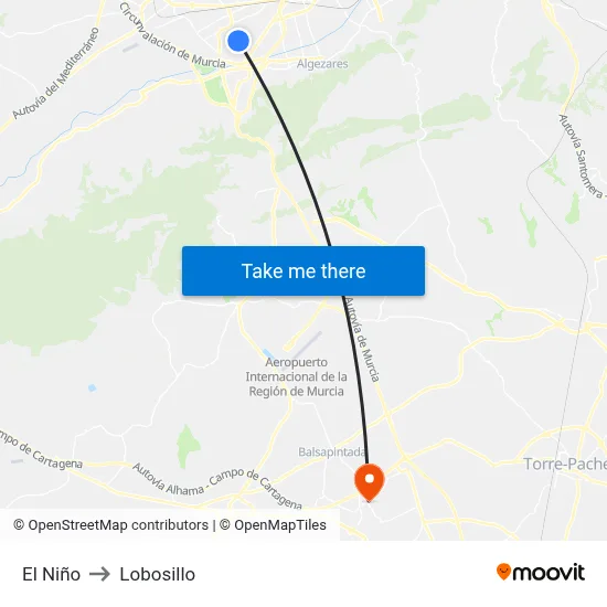 El Niño to Lobosillo map