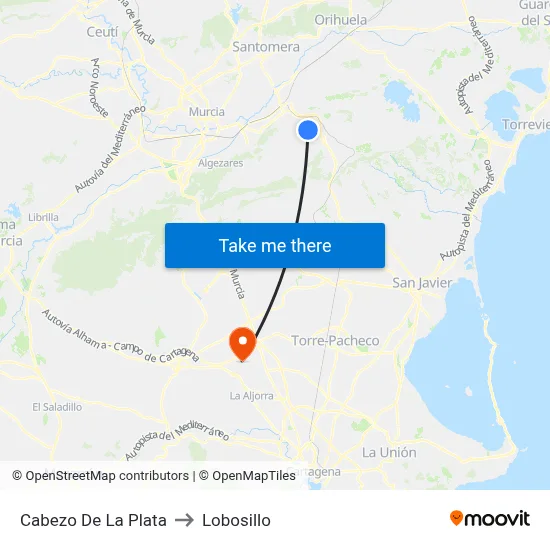 Cabezo De La Plata to Lobosillo map