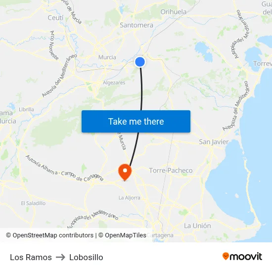 Los Ramos to Lobosillo map