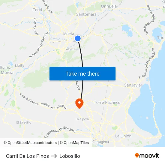 Carril De Los Pinos to Lobosillo map