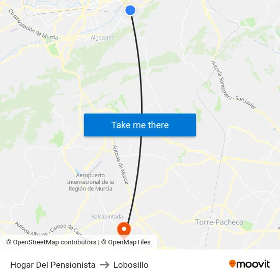 Hogar Del Pensionista to Lobosillo map