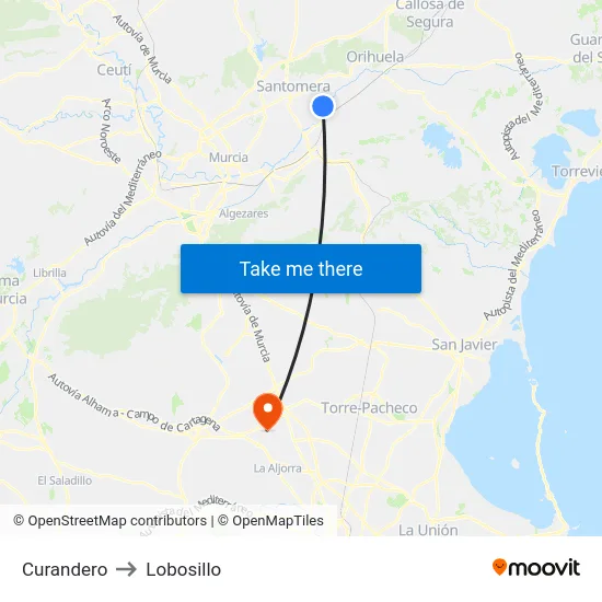 Curandero to Lobosillo map