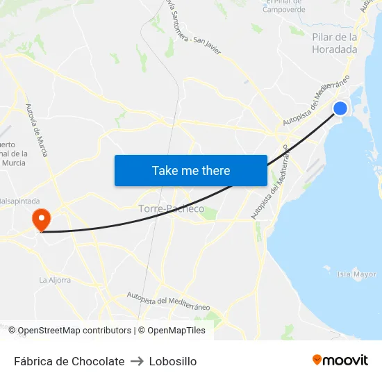 Fábrica de Chocolate to Lobosillo map