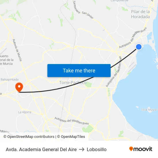 Avda. Academia General Del Aire to Lobosillo map