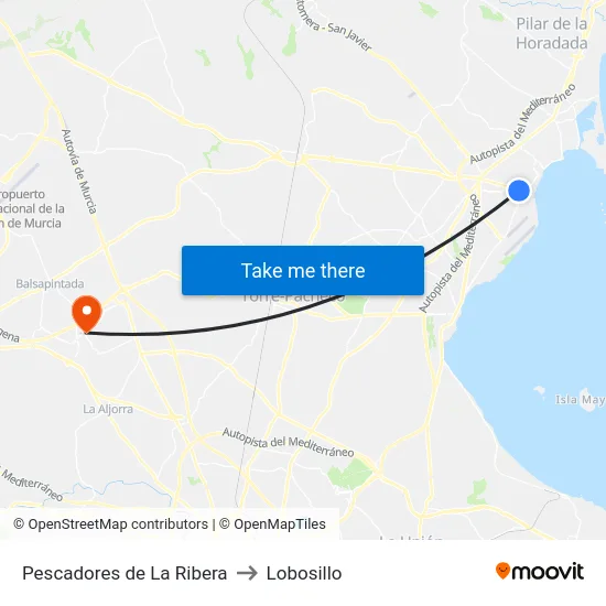 Pescadores de La Ribera to Lobosillo map