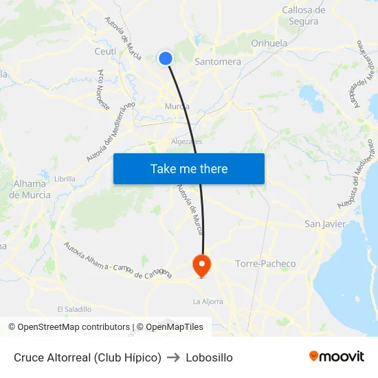 Cruce Altorreal (Club Hípico) to Lobosillo map