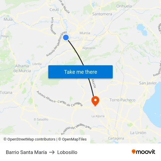 Barrio Santa María to Lobosillo map