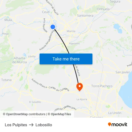 Los Pulpites to Lobosillo map