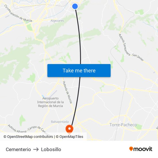Cementerio to Lobosillo map
