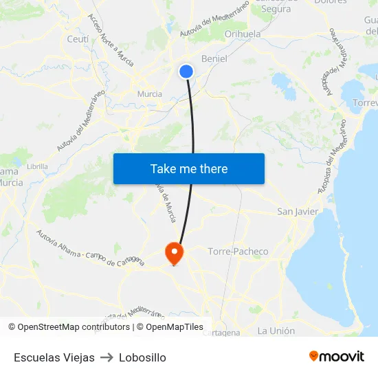 Escuelas Viejas to Lobosillo map
