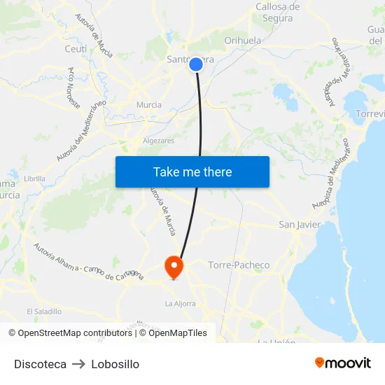 Discoteca to Lobosillo map