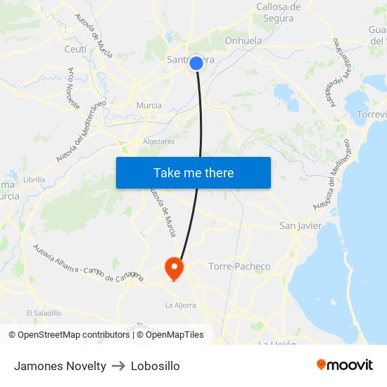 Jamones Novelty to Lobosillo map