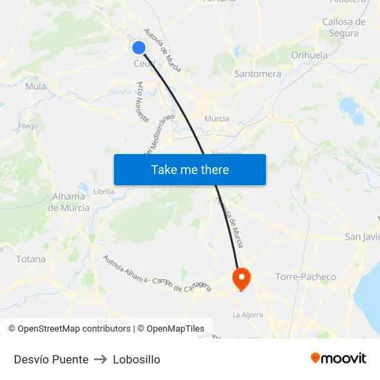 Desvío Puente to Lobosillo map