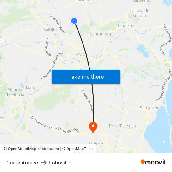 Cruce Ameco to Lobosillo map