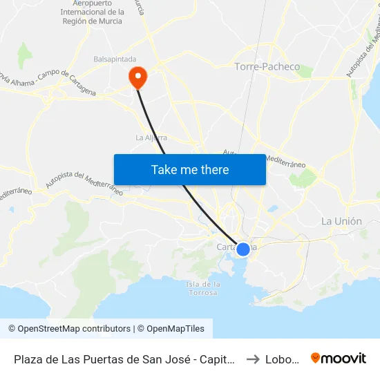 Plaza de Las Puertas de San José - Capitanes Ripoll to Lobosillo map