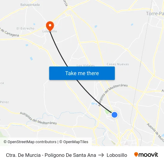 Ctra. De Murcia - Polígono De Santa Ana to Lobosillo map
